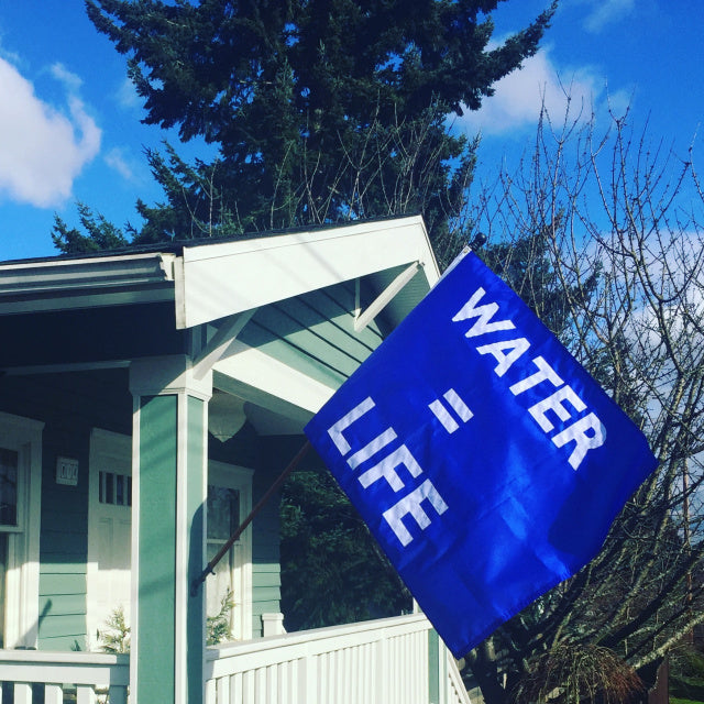 Water Equals Life Sewn Flag